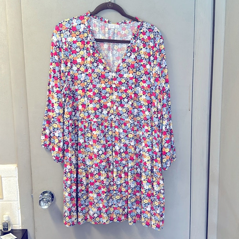 Long sleeve floral print dress